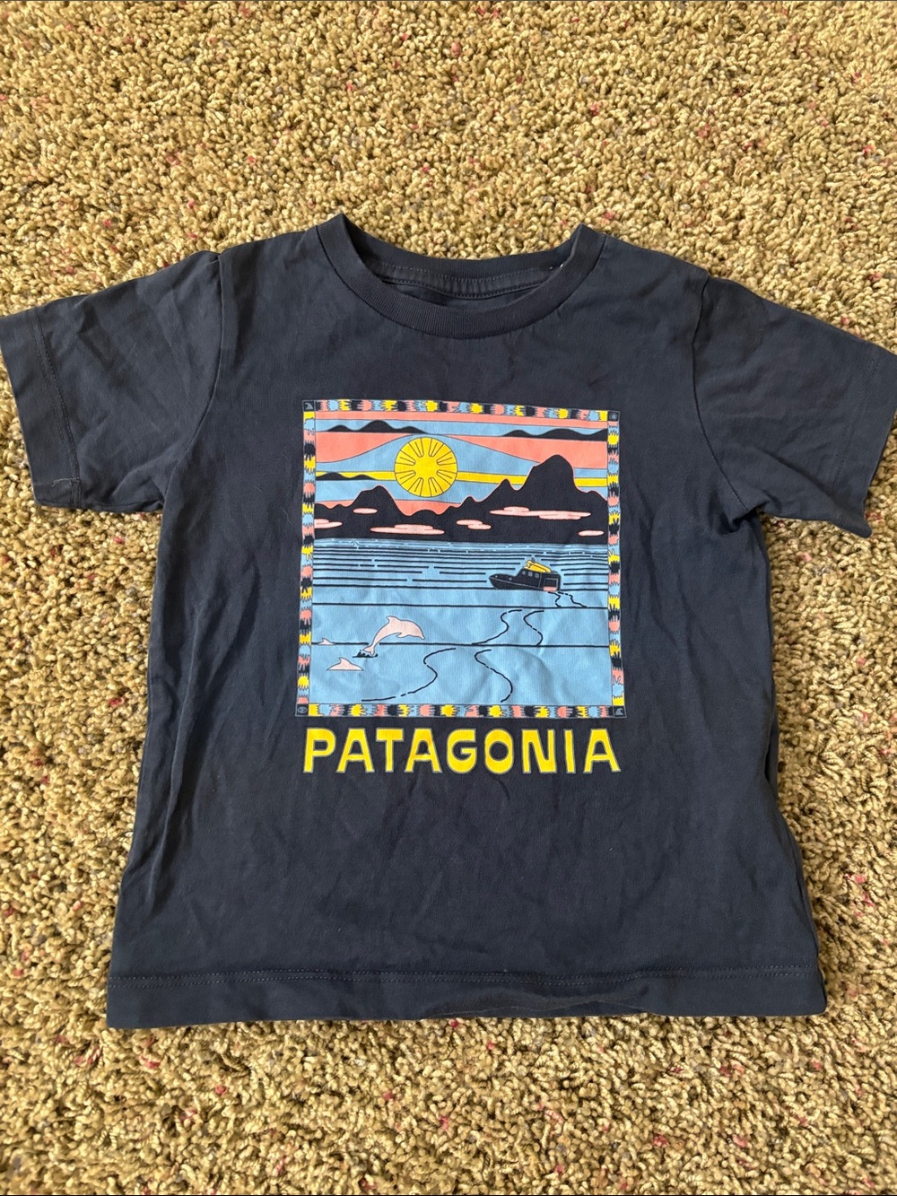 Patagonia Baby Organic Cotton Graphic Tee 12-18M Navy Sunset
